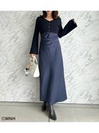 【スナイデル/SNIDEL】の【WEB限定】サテンキャミワンピースニットカーデセット NVY[089]|ID:prp329100004811900
