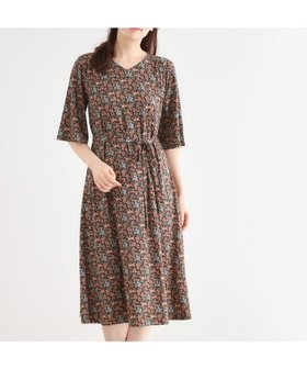 【ローラアシュレイ/LAURA ASHLEY】の【大好評!WEB限定/5分袖/洗える/ジャージ素材/M-LL3サイズ】アイレソン柄ワンピース 人気、トレンドファッション・服の通販 founy(ファニー) ファッション Fashion レディースファッション Fashion for Women ワンピース Dresses 洗える Machine Washable スマート Smart, Elegant スリーブ Sleeve, Long Sleeve / Short Sleeve フレア Flare, Flared プリント Print, Printed Pattern ポケット Pocket, Pocket Detail リボン Ribbon, Bow ロング Long, Long-Length |ID:prp329100004811923