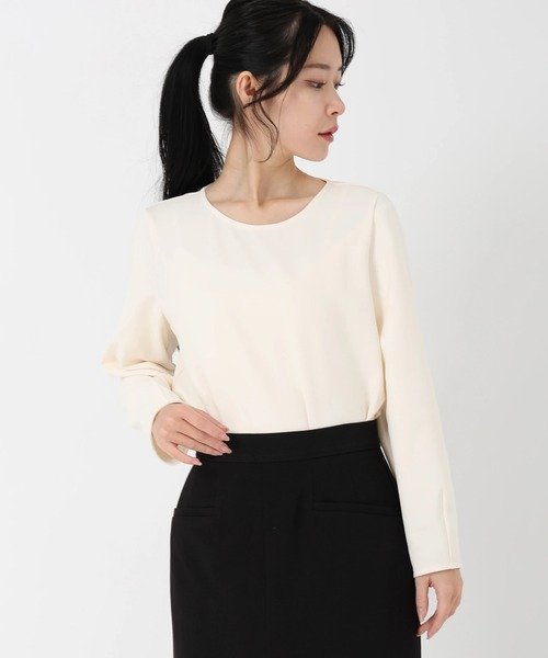 【ストロベリーフィールズ/STRAWBERRY FIELDS】のジョーゼットジャージプルオーバー インテリア・キッズ・メンズ・レディースファッション・服の通販 founy(ファニー) 　ファッション　Fashion　レディースファッション　Fashion for Women　トップス・カットソー　Cut & Sew Tops　カジュアルプルオーバー・ニットトップス　Pullovers & Knit Tops / Casual Pullovers　オフベージュ2|ID: prp329100004812079 ipo3291000000034932410