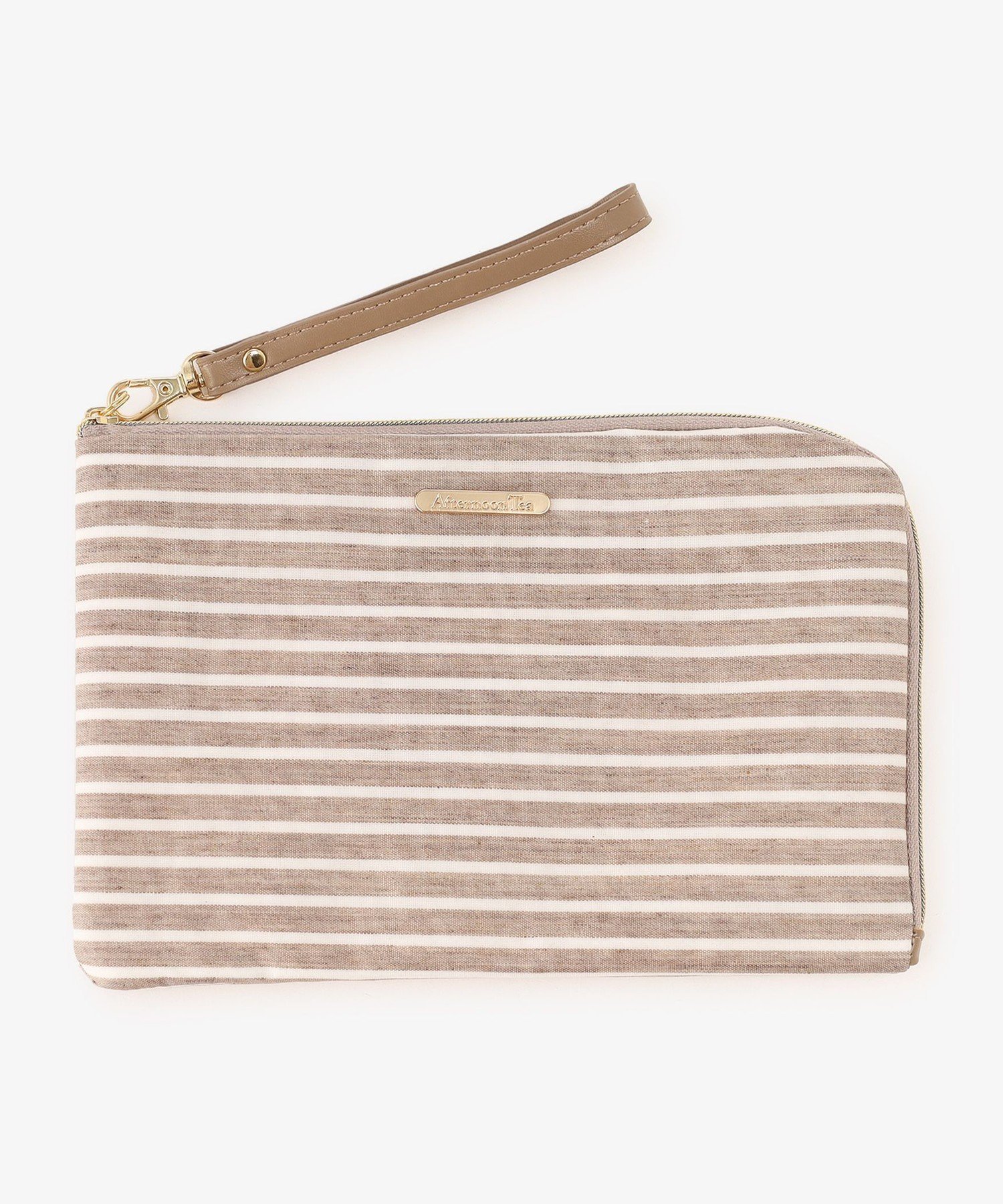 【その他のブランド/Other】のボーダースリム母子手帳ポーチ インテリア・キッズ・メンズ・レディースファッション・服の通販 founy(ファニー) 　ファッション　Fashion　キッズファッション　Fashion for Kids　おすすめ　Recommended / Our Picks　シンプル　Simple, Minimal　ストライプ　Stripe, Striped Pattern　スリム　Slim, Slim Fit　フロント　Front, Front Design　プレート　Plate, Dish　ボーダー　Border, Stripe　ポケット　Pocket, Pocket Detail　ポーチ　Pouch, Small Case　メタル　Metal, Metal Parts　エレガント 上品　Elegant　手帳　Planner, Notebook　ベージュ|ID: prp329100004812091 ipo3291000000034932533