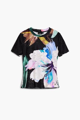 【デシグアル/Desigual】の風合いのある花柄Tシャツ 人気、トレンドファッション・服の通販 founy(ファニー) ファッション Fashion レディースファッション Fashion for Women トップス・カットソー Cut & Sew Tops シャツ・ブラウス・オフィスカジュアル Elegant Blouses & Button-Ups ロングTシャツ・Tシャツ Longline T-Shirts & Tees 花柄・フラワープリント・モチーフ Floral Prints & Motifs / Flower Pattern Tops カラフル Colorful Design シューズ Shoes, Footwear デニム Denim, Jeans Material パターン Pattern, Design Print パッチワーク Patchwork, Mixed Fabric プリント Print, Printed Pattern メンズ Men's, Menswear |ID:prp329100004812103