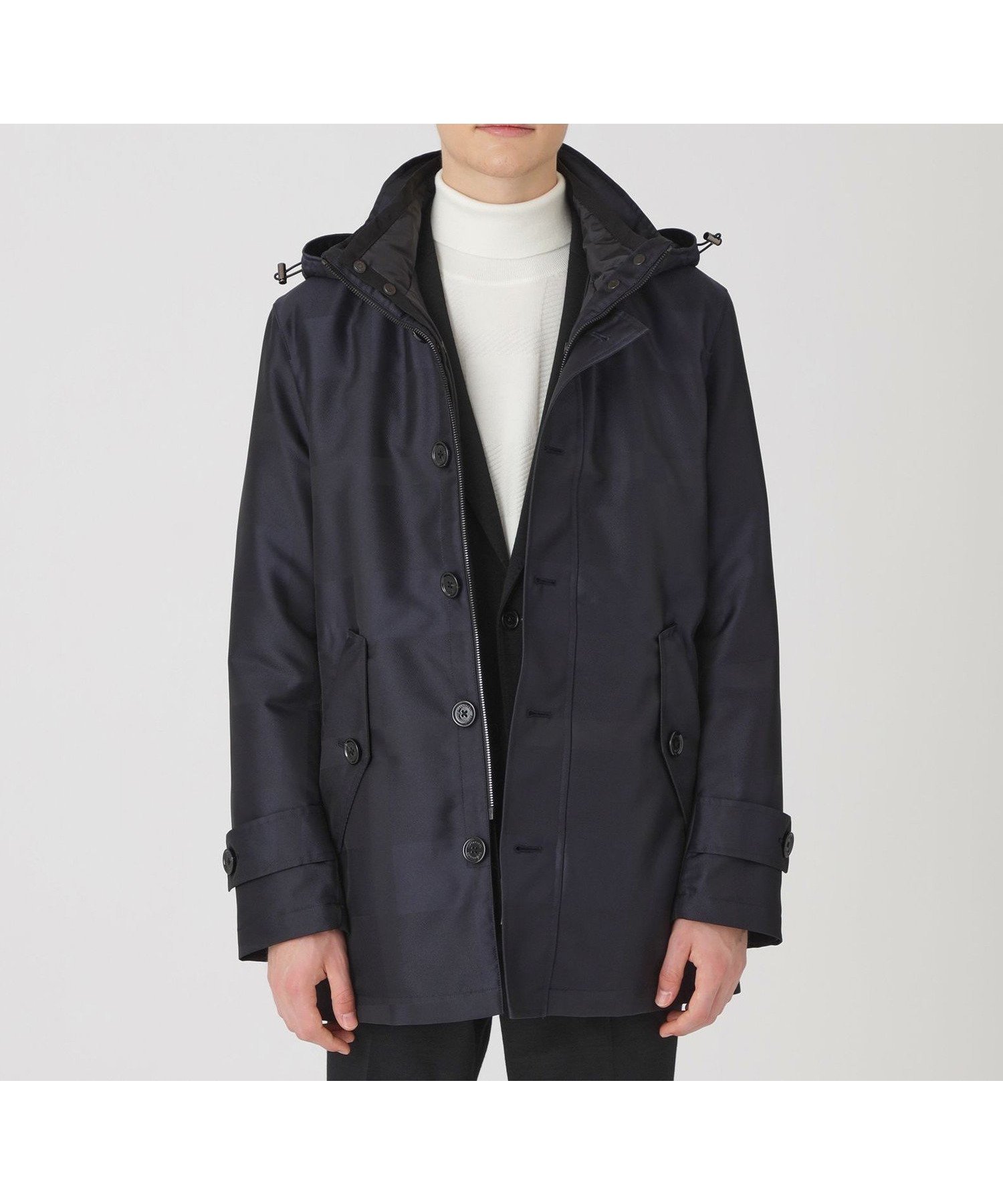 【ブルーレーベル ブラックレーベル クレストブリッジ/BLUE LABEL BLACK LABEL CRESTBRIDGE / MEN】のシャドーチェック10monthショートパーカー インテリア・キッズ・メンズ・レディースファッション・服の通販 founy(ファニー) 　ファッション　Fashion　メンズファッション　Fashion for Men　インナー　Innerwear　軽量　Lightweight, Ultra Light　シャドー　Shadow, Subtle Pattern　ショート　Short, Short Length　ジャカード／ジャガード　Jacquard, Woven Pattern　ジャケット　Jacket, Outerwear　スマート　Smart, Elegant　ダウン　Down, Puffer　チェック　Check, Plaid, Tartan　定番　Standard, Basic Item　パーカー　Hoodie, Parka　ビジネス 仕事 通勤　Business / Work / Commuting　ネイビー|ID: prp329100004812217 ipo3291000000034933740