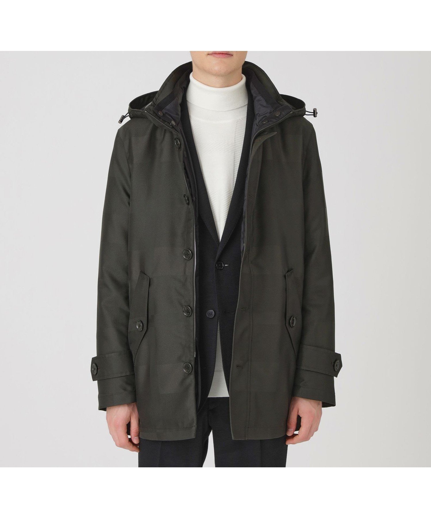 【ブルーレーベル ブラックレーベル クレストブリッジ/BLUE LABEL BLACK LABEL CRESTBRIDGE / MEN】のシャドーチェック10monthショートパーカー インテリア・キッズ・メンズ・レディースファッション・服の通販 founy(ファニー) 　ファッション　Fashion　メンズファッション　Fashion for Men　インナー　Innerwear　軽量　Lightweight, Ultra Light　シャドー　Shadow, Subtle Pattern　ショート　Short, Short Length　ジャカード／ジャガード　Jacquard, Woven Pattern　ジャケット　Jacket, Outerwear　スマート　Smart, Elegant　ダウン　Down, Puffer　チェック　Check, Plaid, Tartan　定番　Standard, Basic Item　パーカー　Hoodie, Parka　ビジネス 仕事 通勤　Business / Work / Commuting　グリーン|ID: prp329100004812217 ipo3291000000034933742