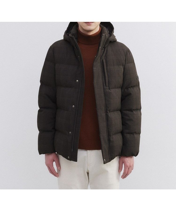 【タケオキクチ/TAKEO KIKUCHI / MEN】のウールライク チェック ダウン ブルゾン インテリア・キッズ・メンズ・レディースファッション・服の通販 founy(ファニー) 　ファッション　Fashion　メンズファッション　Fashion for Men　スタイリッシュ　Stylish, Fashionable　スタンド　Stand Collar, Upright Stand　スマート　Smart, Elegant　ダウン　Down, Puffer　チェック　Check, Plaid, Tartan　ブルゾン　Blouson, Bomber Jacket　ベーシック　Basic, Essential　ポケット　Pocket, Pocket Detail　冬　Winter / This Winter　定番　Standard, Basic Item　ブラウン|ID: prp329100004812260 ipo3291000000034934015