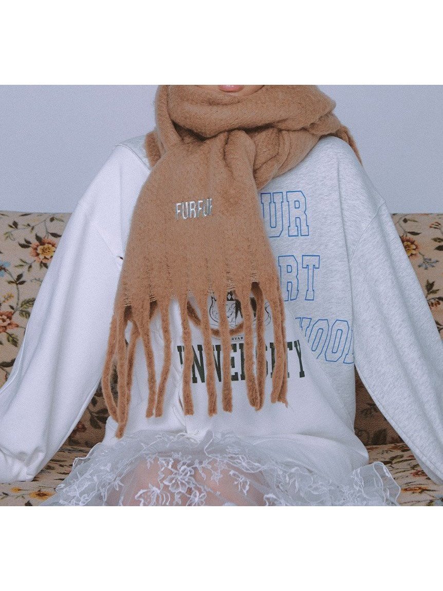 【ファーファー/FURFUR】のロゴ刺繍フリンジストール インテリア・キッズ・メンズ・レディースファッション・服の通販 founy(ファニー) 　ファッション　Fashion　レディースファッション　Fashion for Women　シンプル　Simple, Minimal　ストール　Stole, Wrap　スマート　Smart, Elegant　マフラー　Scarf, Muffler　ワンポイント　One Point, Statement Accent　羽織　Haori, Light Jacket　BEG[037]|ID: prp329100004812313 ipo3291000000034934404