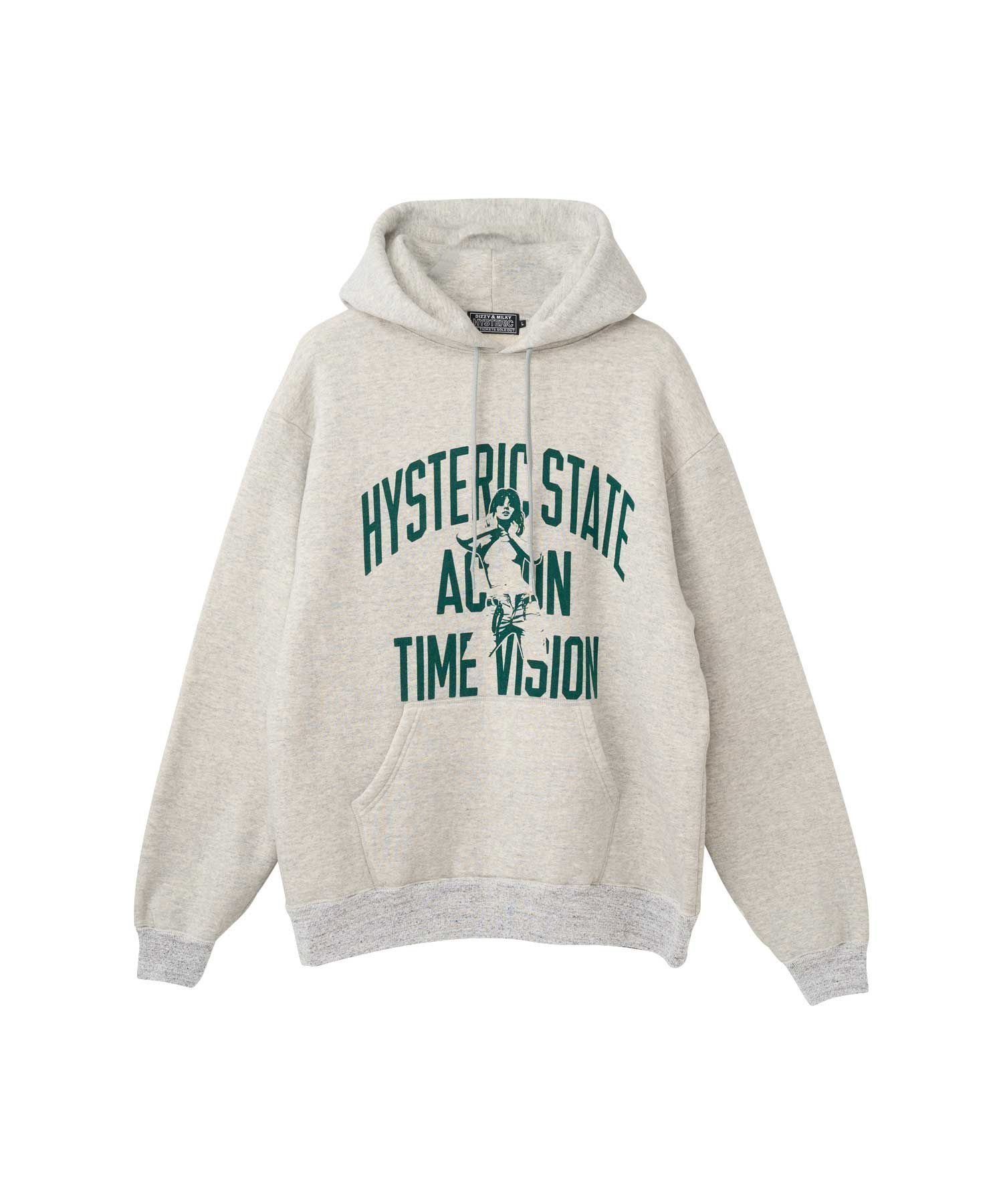 【ヒステリックグラマー/HYSTERIC GLAMOUR / MEN】のACTION TIME VISION パーカー インテリア・キッズ・メンズ・レディースファッション・服の通販 founy(ファニー) 　ファッション　Fashion　メンズファッション　Fashion for Men　サークル　Circle, Round Design　スウェット / スエット　Sweatshirt, Sweatwear　タンブラー　Tumbler, Travel Mug　定番　Standard, Basic Item　パーカー　Hoodie, Parka　モコモコ　Fuzzy, Fluffy　トップグレー|ID: prp329100004812316 ipo3291000000034934417