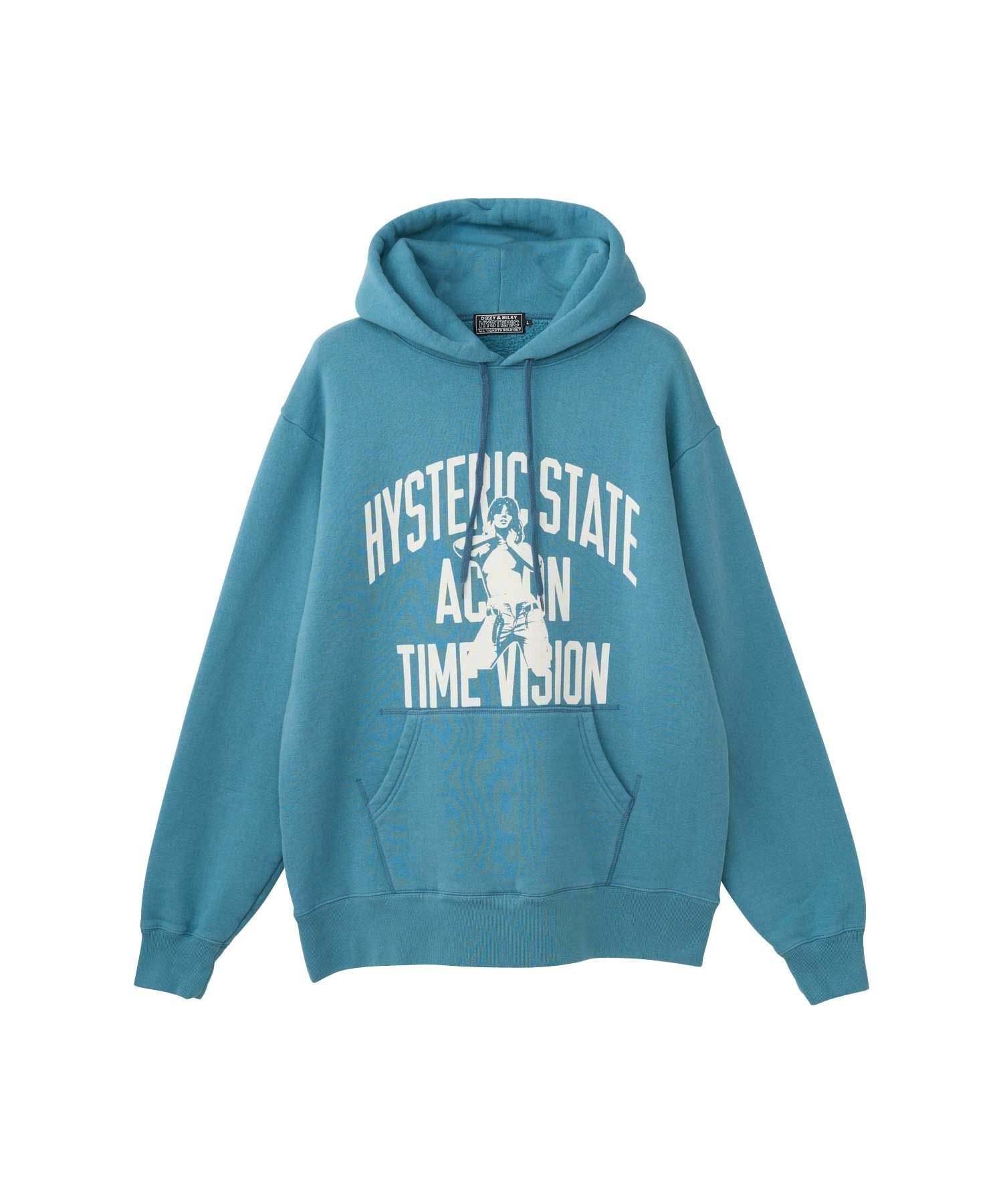 【ヒステリックグラマー/HYSTERIC GLAMOUR / MEN】のACTION TIME VISION パーカー インテリア・キッズ・メンズ・レディースファッション・服の通販 founy(ファニー) 　ファッション　Fashion　メンズファッション　Fashion for Men　サークル　Circle, Round Design　スウェット / スエット　Sweatshirt, Sweatwear　タンブラー　Tumbler, Travel Mug　定番　Standard, Basic Item　パーカー　Hoodie, Parka　モコモコ　Fuzzy, Fluffy　ブルー|ID: prp329100004812316 ipo3291000000034934420