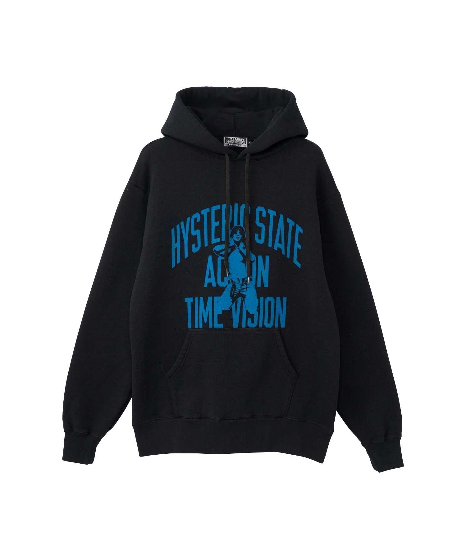 【ヒステリックグラマー/HYSTERIC GLAMOUR / MEN】のACTION TIME VISION パーカー インテリア・キッズ・メンズ・レディースファッション・服の通販 founy(ファニー) 　ファッション　Fashion　メンズファッション　Fashion for Men　サークル　Circle, Round Design　スウェット / スエット　Sweatshirt, Sweatwear　タンブラー　Tumbler, Travel Mug　定番　Standard, Basic Item　パーカー　Hoodie, Parka　モコモコ　Fuzzy, Fluffy　ブラック|ID: prp329100004812316 ipo3291000000034934422