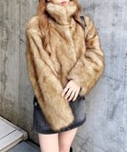 【イング/INGNI】のスタンドカラーエコファーコート ブラウン/ミックス|ID: prp329100004812345 ipo3291000000035009063