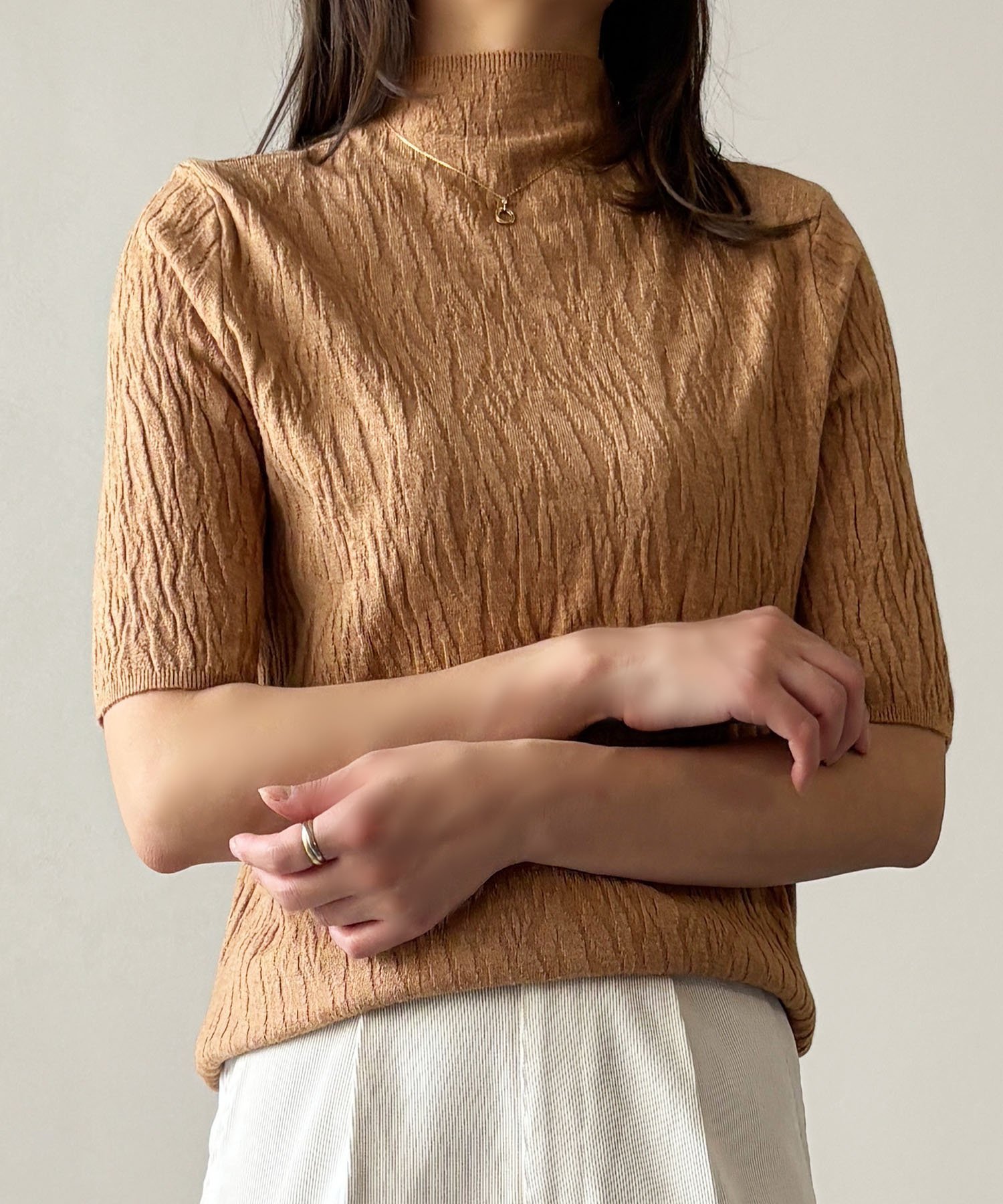 【アミュレット/Amulet】の【Amulet】ハイネックニットソー インテリア・キッズ・メンズ・レディースファッション・服の通販 founy(ファニー) 　ファッション　Fashion　レディースファッション　Fashion for Women　トップス・カットソー　Cut & Sew Tops　ニット　Knit Tops & Sweaters　ハイネック　High Neck, Mock Neck　エレガント 上品　Elegant　キャメル|ID: prp329100004812380 ipo3291000000034934856