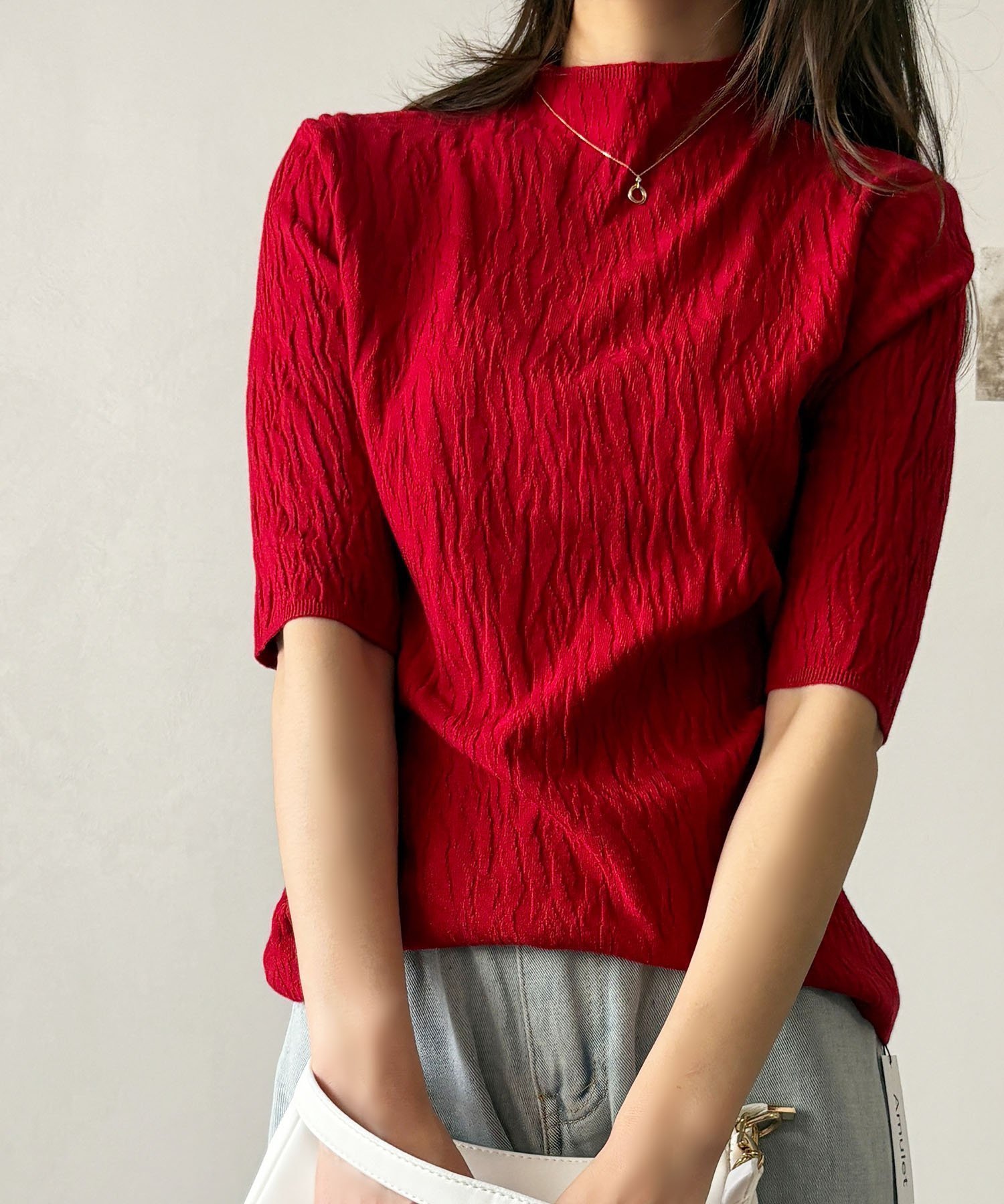 【アミュレット/Amulet】の【Amulet】ハイネックニットソー インテリア・キッズ・メンズ・レディースファッション・服の通販 founy(ファニー) 　ファッション　Fashion　レディースファッション　Fashion for Women　トップス・カットソー　Cut & Sew Tops　ニット　Knit Tops & Sweaters　ハイネック　High Neck, Mock Neck　エレガント 上品　Elegant　レッド|ID: prp329100004812380 ipo3291000000034934869