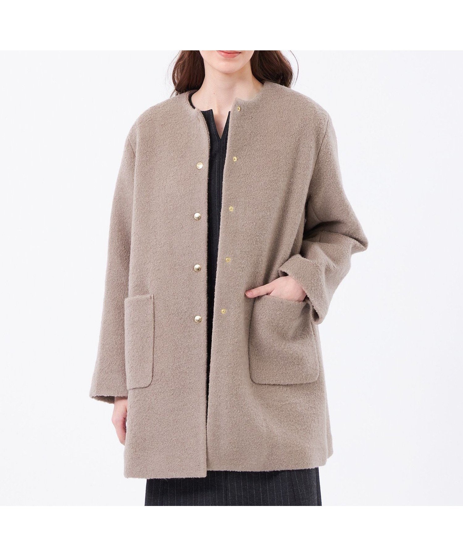 【マッキントッシュ フィロソフィー/MACKINTOSH PHILOSOPHY】の【WEB 一部店舗限定】ウールパイルノーカラーコート 人気、トレンドファッション・服の通販 founy(ファニー) 　ファッション　Fashion　レディースファッション　Fashion for Women　アウター　Coat / Outerwear Collection　コート・ロングコート・ピーコート　Long Coats, Peacoats & More　おすすめ　Recommended / Our Picks　フィット　Fit, Slim Fit　ループ　Loop, Loop Knit　冬　Winter / This Winter　夏　Summer　春　Spring　秋　Autumn　 other-1|ID: prp329100004812497 ipo3291000000034935901