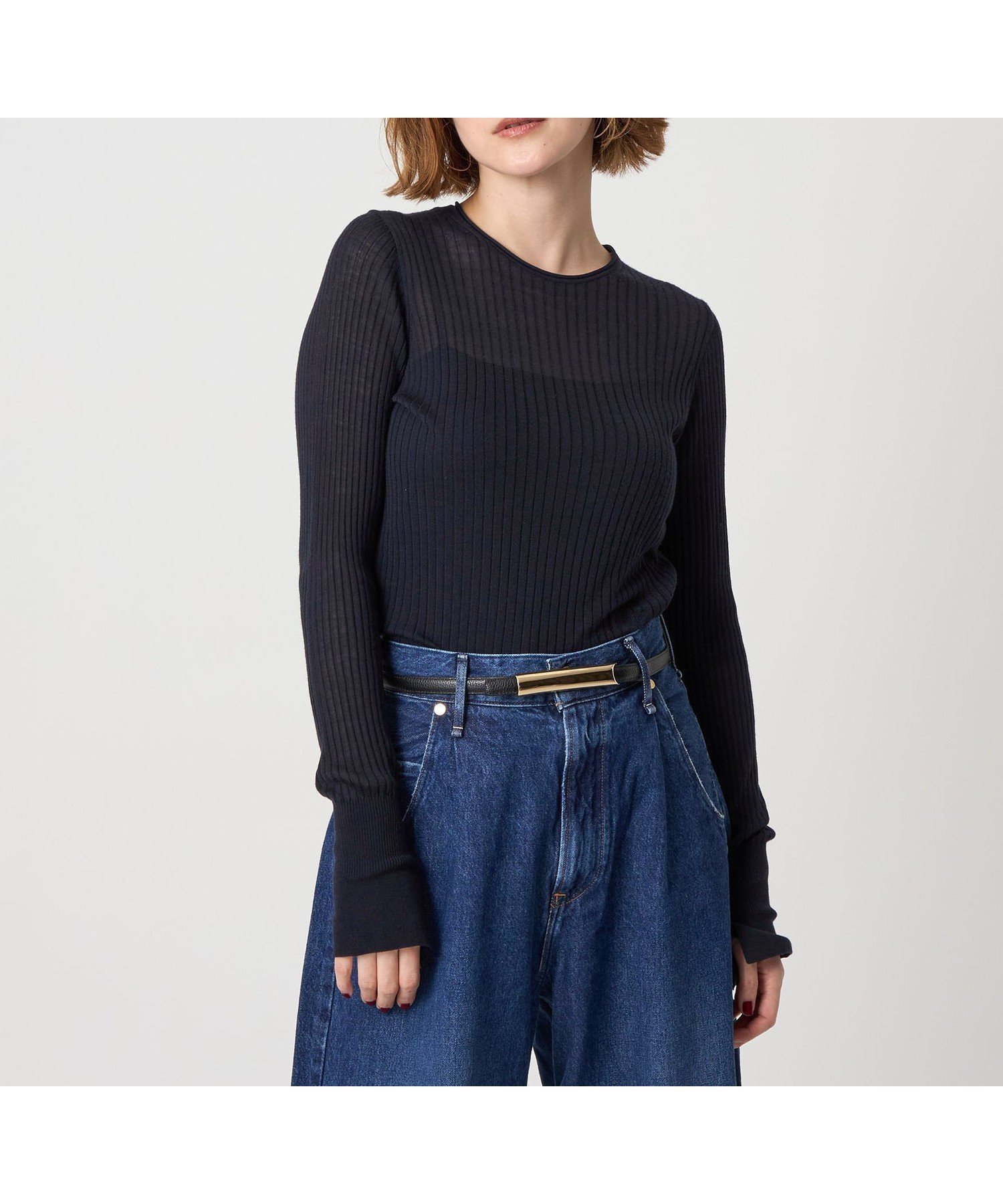 【ユナイテッドアローズ/UNITED ARROWS】のconte シアー リブ クルーネックニット 人気、トレンドファッション・服の通販 founy(ファニー) 　ファッション　Fashion　レディースファッション　Fashion for Women　トップス・カットソー　Cut & Sew Tops　ニット　Knit Tops & Sweaters　シアー　Sheer, See-Through　スリット　Slit, Slit Detail　定番　Standard, Basic Item　 other-1|ID: prp329100004812541 ipo3291000000034936306