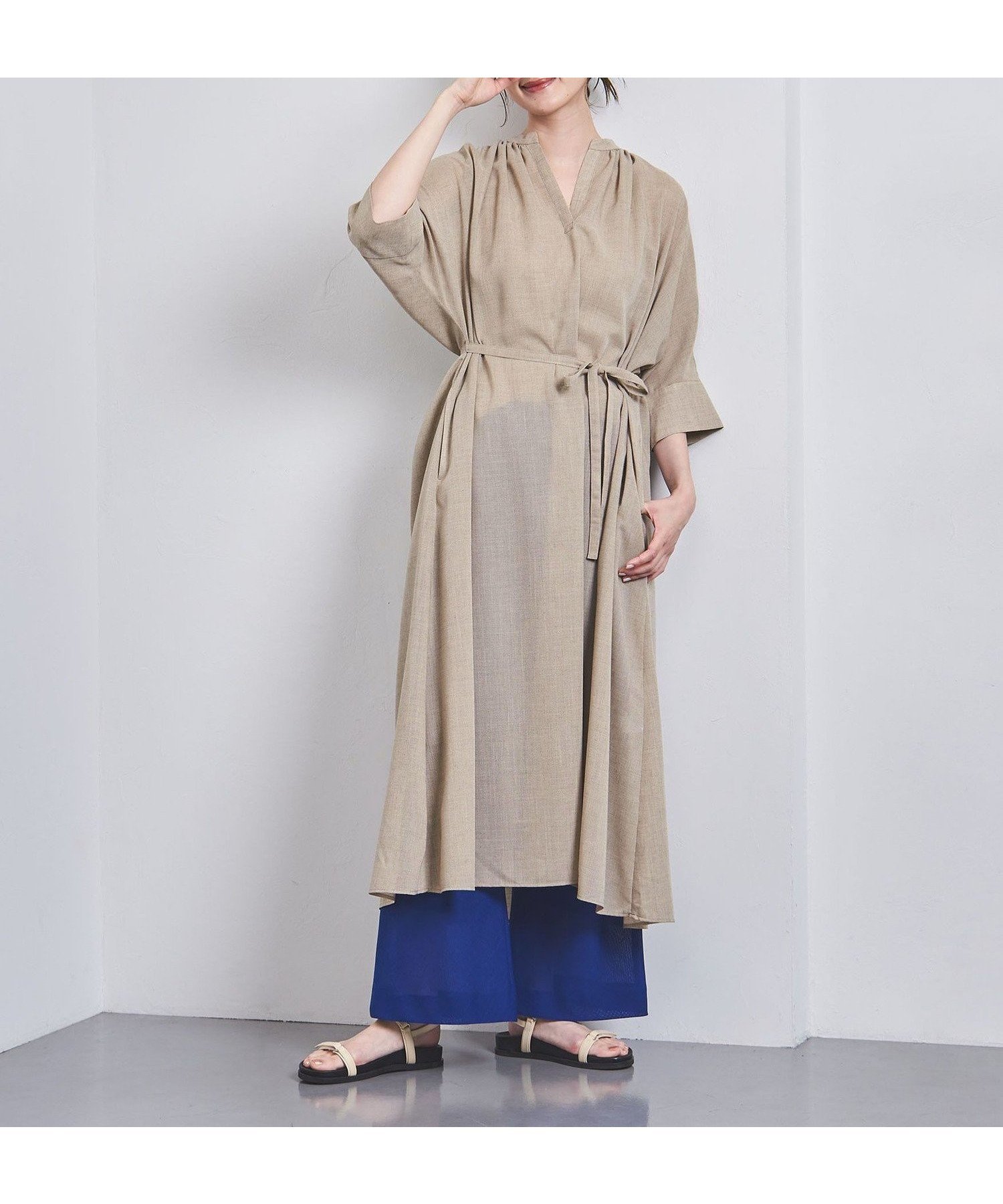 【ユナイテッドアローズ/UNITED ARROWS】のASAMI ドルマン スキッパー ワンピース 人気、トレンドファッション・服の通販 founy(ファニー) 　ファッション　Fashion　レディースファッション　Fashion for Women　ワンピース　Dresses　シアー　Sheer, See-Through　シンプル　Simple, Minimal　スキッパー　Skipper, Open Collar　ストレート　Straight, Straight Cut　ペチコート　Petticoat, Underskirt　ポケット　Pocket, Pocket Detail　リネン　Linen, Linen Fabric　リボン　Ribbon, Bow　ワイド　Wide, Wide Fit　アウトレット　Outlet / Clearance　おすすめ　Recommended / Our Picks　夏　Summer　 other-1|ID: prp329100004812599 ipo3291000000034936865