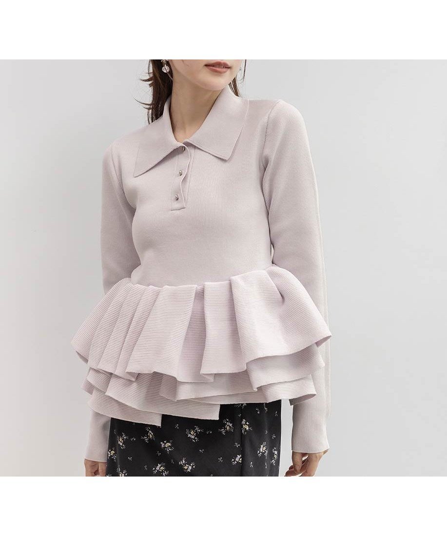 【ランダ/RANDA】のランダムペプラムスポンディッシュニット インテリア・キッズ・メンズ・レディースファッション・服の通販 founy(ファニー) 　ファッション　Fashion　レディースファッション　Fashion for Women　トップス・カットソー　Cut & Sew Tops　ニット　Knit Tops & Sweaters　ショート　Short, Short Length　シルバー　Silver, Metallic Silver　タイトスカート　Pencil Skirt, Tight Skirt　フェミニン　Feminine, Girly　フロント　Front, Front Design　ペプラム　Peplum, Flared Hem　マーメイド　Mermaid, Fishtail Silhouette　メタリック　Metallic, Shiny Finish　ランダム　Random, Irregular　ロング　Long, Long-Length　おすすめ　Recommended / Our Picks　エレガント 上品　Elegant　PURPLE|ID: prp329100004812611 ipo3291000000034937006