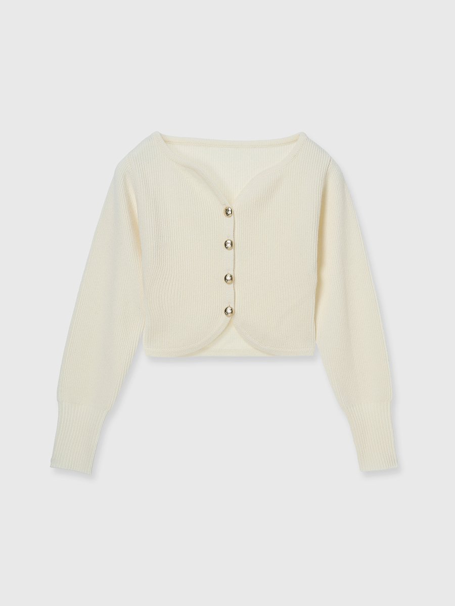 【エイミーイストワール/eimy istoire】のHeart neck ウールカシミヤカーディガン インテリア・キッズ・メンズ・レディースファッション・服の通販 founy(ファニー) 　ファッション　Fashion　レディースファッション　Fashion for Women　トップス・カットソー　Cut & Sew Tops　カーディガン・羽織り　Layered Style Cardigans　アクセサリー　Fashion Accessories　カッティング　Cutting Detail　カーディガン　Cardigan, Knitwear　クラシカル　Classical, Vintage-Inspired　コンパクト　Compact, Small Size　シンプル　Simple, Minimal　デコルテ　Décolleté, Neckline　デニム　Denim, Jeans Material　バランス　Balance, Style Balance　パール　Pearl, Pearl Accent　フェミニン　Feminine, Girly　フレア　Flare, Flared　フロント　Front, Front Design　再入荷　Restock / Back in Stock　エレガント 上品　Elegant　WHITE|ID: prp329100004812622 ipo3291000000034937117