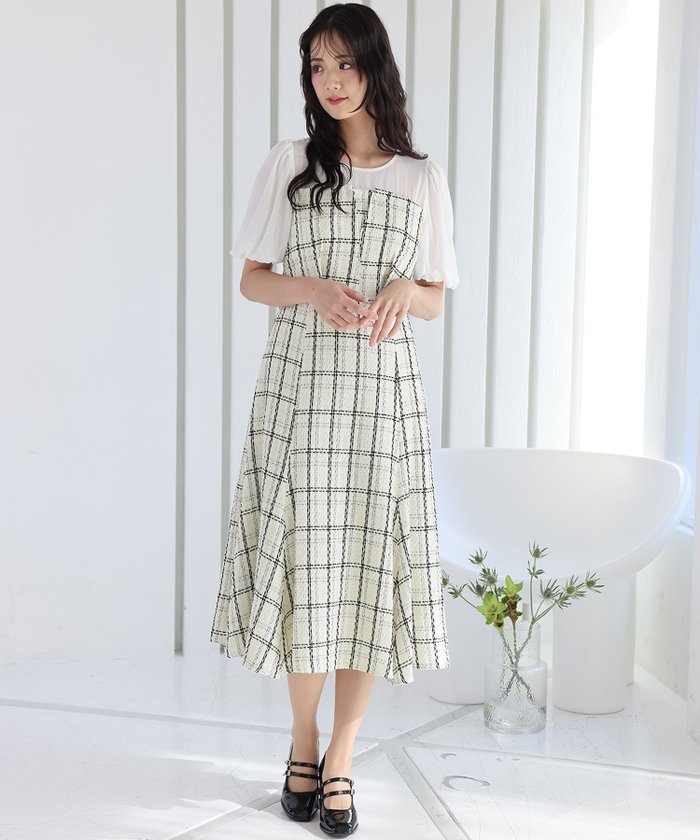 【プールヴー/PourVous】のツイードビスチェ風結婚式パーティードレスお呼ばれオケージョンドレス同窓会 インテリア・キッズ・メンズ・レディースファッション・服の通販 founy(ファニー) https://founy.com/ ファッション Fashion レディースファッション Fashion for Women トップス・カットソー Cut & Sew Tops ビスチェ Bustiers & Corset Tops / Layered Bustier Style ワンピース Dresses フォーマル・パーティードレス・結婚式用ドレス Elegant & Casual Dresses シフォン Chiffon, Lightweight Fabric チュール Tulip, Tulip Motif ツイード Twill, Twill Weave デコルテ Décolleté, Neckline ドレス Dress, One-Piece ビスチェ Bustier, Corset Top フェミニン Feminine, Girly おすすめ Recommended / Our Picks エレガント 上品 Elegant セレモニー Ceremony 結婚式 Wedding 二次会 After Party |ID: prp329100004812633 ipo3291000000034937257