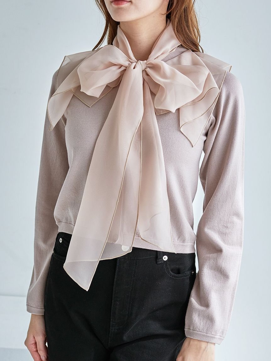 【スナイデル/SNIDEL】のシアーカラーニットカーデプルオーバー 人気、トレンドファッション・服の通販 founy(ファニー) 　ファッション　Fashion　レディースファッション　Fashion for Women　トップス・カットソー　Cut & Sew Tops　ニット　Knit Tops & Sweaters　カジュアルプルオーバー・ニットトップス　Pullovers & Knit Tops / Casual Pullovers　エレガント 上品　Elegant　オーガンジー　Organza Fabric　カーディガン　Cardigan, Knitwear　シアー　Sheer, See-Through　ジャケット　Jacket, Outerwear　スマート　Smart, Elegant　ドッキング　Docking, Mixed Material　ハンカチ　Handkerchief, Hanky　フィット　Fit, Slim Fit　フリル　Frill, Ruffle　ミックス　Mix, Mixed Style　リボン　Ribbon, Bow　おすすめ　Recommended / Our Picks　 other-1|ID: prp329100004812637 ipo3291000000034937274