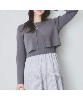【インデックス/INDEX】の《ツインセット》カーディガン*ニットドッキングワンピース【洗濯機洗い可】 人気、トレンドファッション・服の通販 founy(ファニー) ファッション Fashion レディースファッション Fashion for Women ワンピース Dresses カーディガン Cardigan, Knitwear シンプル Simple, Minimal デニム Denim, Jeans Material フラワー Flower, Floral フレア Flare, Flared プリント Print, Printed Pattern プリーツ Pleats, Pleated ポケット Pocket, Pocket Detail 半袖 Short Sleeve, Half Sleeve 夏 Summer |ID:prp329100004812672
