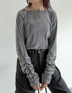 【リエディ/Re:EDIT】のフロッキーベロア袖シャーリングトップス グレー|ID: prp329100004812705 ipo3291000000034937997