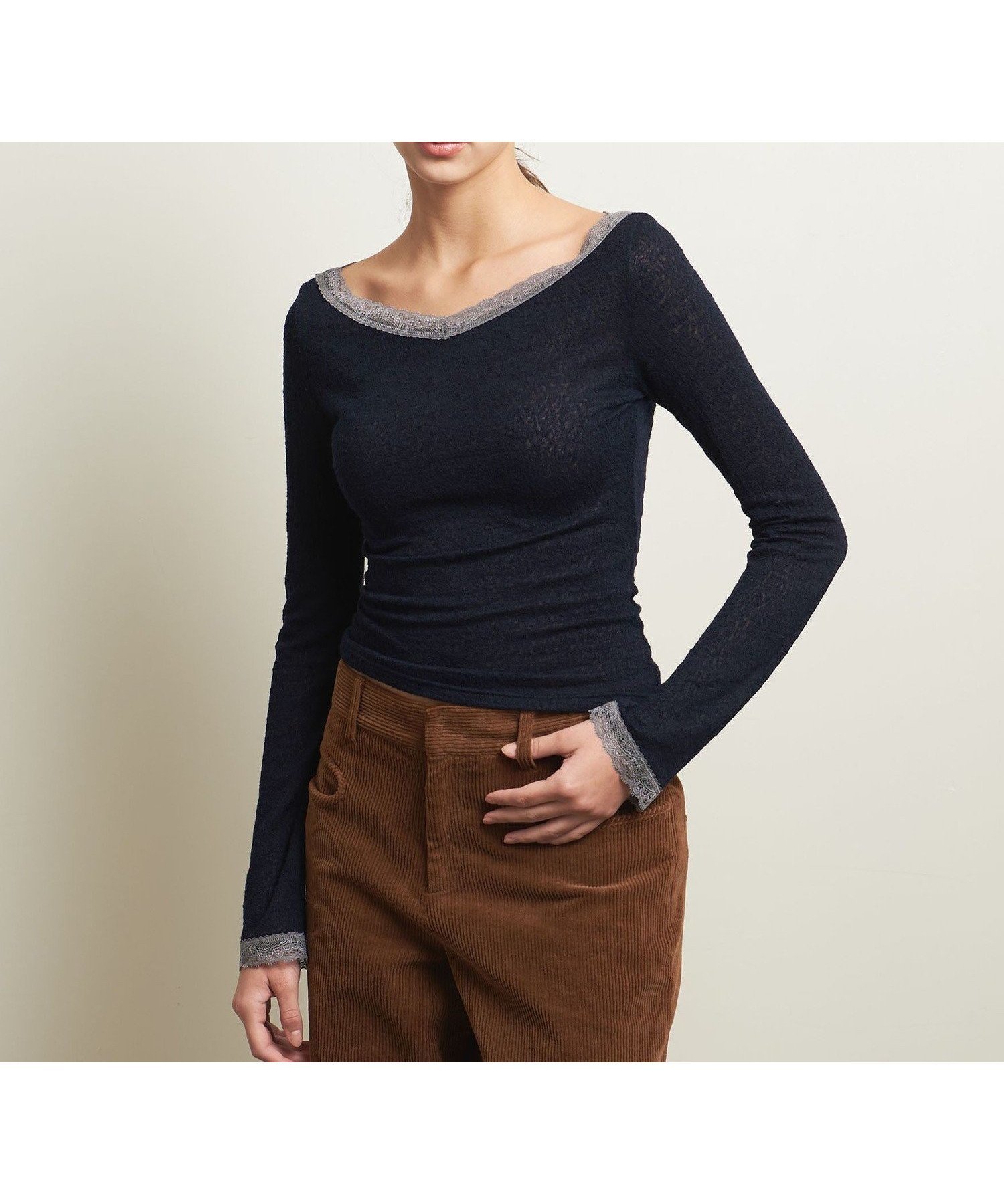 【ユナイテッドアローズ/UNITED ARROWS】のATTISESSION ジャカード レース ロングスリーブ インテリア・キッズ・メンズ・レディースファッション・服の通販 founy(ファニー) 　ファッション　Fashion　レディースファッション　Fashion for Women　インナー　Innerwear　キャミワンピース　Cami Dress, Slip Dress　ジャカード／ジャガード　Jacquard, Woven Pattern　ジャケット　Jacket, Outerwear　スラックス　Slacks, Dress Pants　スリーブ　Sleeve, Long Sleeve / Short Sleeve　デニム　Denim, Jeans Material　なめらか　Smooth, Silky Texture　フィット　Fit, Slim Fit　ボトム　Bottoms, Lower Wear　レース　Lace, Lace Fabric　ロング　Long, Long-Length　ワーク　Workwear, Utility Style　アウトレット　Outlet / Clearance　おすすめ　Recommended / Our Picks　エレガント 上品　Elegant　NAVY|ID: prp329100004812706 ipo3291000000034938002