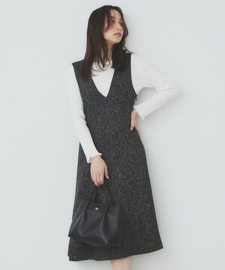 【インデックス/INDEX】のサマーツイードジャンパースカート【洗濯機洗い可/イージーアイロン】 インテリア・キッズ・メンズ・レディースファッション・服の通販 founy(ファニー) 　ファッション　Fashion　レディースファッション　Fashion for Women　スカート　Skirts　サマー　Summer, Summer Style　シンプル　Simple, Minimal　スマート　Smart, Elegant　ツイード／ツィード　Choker, Choker Necklace　トレンド　Trend, Trending Now　フィット　Fit, Slim Fit　ポケット　Pocket, Pocket Detail　ミックス　Mix, Mixed Style　ロング　Long, Long-Length　切替　Switching, Contrast Panel　ブラック|ID: prp329100004812711 ipo3291000000034938045