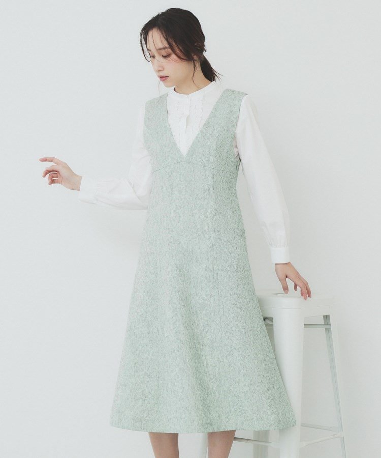 【インデックス/INDEX】のサマーツイードジャンパースカート【洗濯機洗い可/イージーアイロン】 インテリア・キッズ・メンズ・レディースファッション・服の通販 founy(ファニー) 　ファッション　Fashion　レディースファッション　Fashion for Women　スカート　Skirts　サマー　Summer, Summer Style　シンプル　Simple, Minimal　スマート　Smart, Elegant　ツイード／ツィード　Choker, Choker Necklace　トレンド　Trend, Trending Now　フィット　Fit, Slim Fit　ポケット　Pocket, Pocket Detail　ミックス　Mix, Mixed Style　ロング　Long, Long-Length　切替　Switching, Contrast Panel　ミントグリーン|ID: prp329100004812711 ipo3291000000034938046