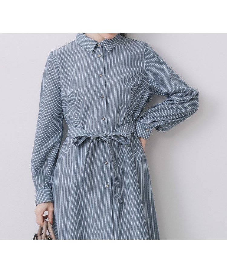 【インデックス/INDEX】のラメストライプシャツワンピース【洗濯機OK/イージーアイロン】 インテリア・キッズ・メンズ・レディースファッション・服の通販 founy(ファニー) 　ファッション　Fashion　レディースファッション　Fashion for Women　ワンピース　Dresses　シャツワンピース / 1枚で着映えコーデ　Shirt Dresses　クラシカル　Classical, Vintage-Inspired　ストライプ　Stripe, Striped Pattern　スマート　Smart, Elegant　フィット　Fit, Slim Fit　フレア　Flare, Flared　ポケット　Pocket, Pocket Detail　エレガント 上品　Elegant　ブルーグリーン|ID: prp329100004812712 ipo3291000000034938053