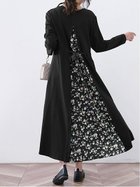 【ドゥーベル/Doux Belle】の【Doux Belle】ワンピース ロング丈 半袖 長袖 人気、トレンドファッション・服の通販 founy(ファニー) ファッション Fashion レディースファッション Fashion for Women ワンピース Dresses 春 Spring 秋 Autumn シフォン Chiffon, Lightweight Fabric シンプル Simple, Minimal スリット Slit, Slit Detail ドット Polka Dot, Dot Pattern ノースリーブ Sleeveless, No-Sleeve 長袖 Long Sleeve, Full Sleeve ポケット Pocket, Pocket Detail 半袖 Short Sleeve, Half Sleeve ラウンド Round, Round Neck ロング Long, Long-Length 夏 Summer thumbnail ブラック花柄|ID: prp329100004812716 ipo3291000000034938097