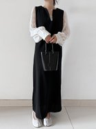 【ドゥーベル/Doux Belle】のドッキングシアーキーネックワンピース ベージュブラック|ID: prp329100004812724 ipo3291000000034938158