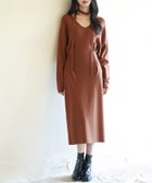 【セゾンドパピヨン/SAISON DE PAPILLON】のイマドキシルエのハイゲージニットワンピース 人気、トレンドファッション・服の通販 founy(ファニー) ファッション Fashion レディースファッション Fashion for Women ワンピース Dresses ニットワンピース Knit Dresses デコルテ Décolleté, Neckline ペンシル Pencil, Pencil Skirt リボン Ribbon, Bow thumbnail ブラウン|ID: prp329100004812728 ipo3291000000034938199