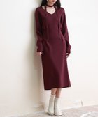 【セゾンドパピヨン/SAISON DE PAPILLON】のイマドキシルエのハイゲージニットワンピース 人気、トレンドファッション・服の通販 founy(ファニー) ファッション Fashion レディースファッション Fashion for Women ワンピース Dresses ニットワンピース Knit Dresses デコルテ Décolleté, Neckline ペンシル Pencil, Pencil Skirt リボン Ribbon, Bow thumbnail レッド|ID: prp329100004812728 ipo3291000000034938200