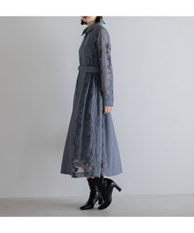 【アンデミュウ/Andemiu】のサイドジャガードキリカエワンピース 人気、トレンドファッション・服の通販 founy(ファニー) ファッション Fashion レディースファッション Fashion for Women ワンピース Dresses おすすめ Recommended / Our Picks ジョーゼット Georgette, Semi-Sheer Fabric ドッキング Docking, Mixed Material フラワー Flower, Floral フレア Flare, Flared |ID:prp329100004812735