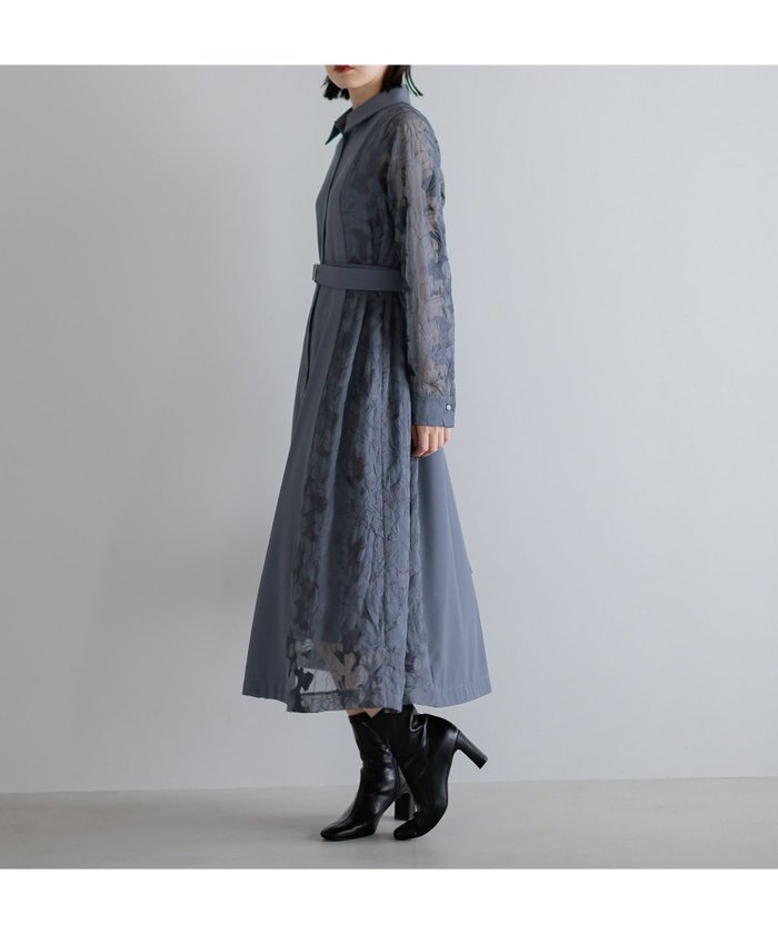 【アンデミュウ/Andemiu】のサイドジャガードキリカエワンピース インテリア・キッズ・メンズ・レディースファッション・服の通販 founy(ファニー) https://founy.com/ ファッション Fashion レディースファッション Fashion for Women ワンピース Dresses おすすめ Recommended / Our Picks ジョーゼット Georgette, Semi-Sheer Fabric ドッキング Docking, Mixed Material フラワー Flower, Floral フレア Flare, Flared |ID: prp329100004812735 ipo3291000000035163029