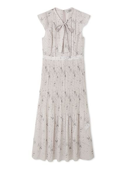 【セルフォード/CELFORD】の【CELFORD×P.J. REDOUTEコラボ】 Rosaボウタイワンピース 人気、トレンドファッション・服の通販 founy(ファニー) 　ファッション　Fashion　レディースファッション　Fashion for Women　ワンピース　Dresses　インナー　Innerwear　カットジャガード　Cut Jacquard　クラシカル　Classical, Vintage-Inspired　クリスタル　Crystal, Swarovski　コラボ　Collaboration, Collab　シャーリング　Shirring, Ruched　スマート　Smart, Elegant　スリット　Slit, Slit Detail　フレア　Flare, Flared　プリーツ　Pleats, Pleated　マーメイド　Mermaid, Fishtail Silhouette　エレガント 上品　Elegant　 other-1|ID: prp329100004812737 ipo3291000000034938350