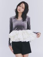 【リリーブラウン/Lily Brown】のベロアペプラムフリルトップス 人気、トレンドファッション・服の通販 founy(ファニー) ファッション Fashion レディースファッション Fashion for Women トップス・カットソー Cut & Sew Tops ベロアトップス Velour Tops / Velvet-Look Items アシンメトリー Asymmetrical Style コンパクト Compact, Small Size ストレッチ Stretch, Stretchy Fabric スマート Smart, Elegant デニム Denim, Jeans Material ドッキング Docking, Mixed Material バランス Balance, Style Balance フィット Fit, Slim Fit ベロア Velour, Soft Velvet ペプラム Peplum, Flared Hem thumbnail CGRY[007]|ID: prp329100004812764 ipo3291000000034938623