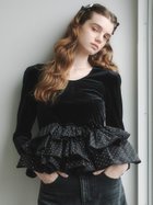 【リリーブラウン/Lily Brown】のベロアペプラムフリルトップス 人気、トレンドファッション・服の通販 founy(ファニー) ファッション Fashion レディースファッション Fashion for Women トップス・カットソー Cut & Sew Tops ベロアトップス Velour Tops / Velvet-Look Items アシンメトリー Asymmetrical Style コンパクト Compact, Small Size ストレッチ Stretch, Stretchy Fabric スマート Smart, Elegant デニム Denim, Jeans Material ドッキング Docking, Mixed Material バランス Balance, Style Balance フィット Fit, Slim Fit ベロア Velour, Soft Velvet ペプラム Peplum, Flared Hem thumbnail BLK[009]|ID: prp329100004812764 ipo3291000000034938624