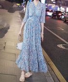 【ミニミニストア/miniministore】の花柄ワンピース5分袖ティアードワンピース ブルー|ID: prp329100004812793 ipo3291000000034938903