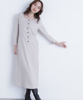 【ナチュラル ビューティー ベーシック/NATURAL BEAUTY BASIC】のバイカラーボタンナローワンピース 人気、トレンドファッション・服の通販 founy(ファニー) ファッション Fashion レディースファッション Fashion for Women ワンピース Dresses シンプル Simple, Minimal ストレート Straight, Straight Cut スリット Slit, Slit Detail フォルム Silhouette, Form |ID:prp329100004812806