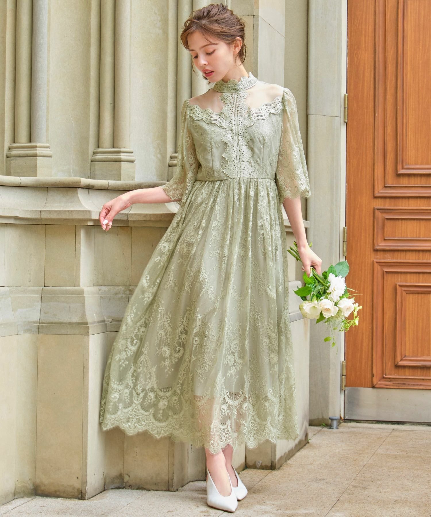 【ガール/GIRL】の総レースハイネックスカラップフレアロング丈 結婚式 ワンピース パーティードレス インテリア・キッズ・メンズ・レディースファッション・服の通販 founy(ファニー) 　ファッション　Fashion　レディースファッション　Fashion for Women　ワンピース　Dresses　フォーマル・パーティードレス・結婚式用ドレス　Elegant & Casual Dresses　クラシカル　Classical, Vintage-Inspired　スカラップ　Scallop, Scalloped Edge　ドレス　Dress, One-Piece　ヨーク　Yoke, Yoke Design　レース　Lace, Lace Fabric　再入荷　Restock / Back in Stock　結婚式　Wedding　二次会　After Party　LGN|ID: prp329100004812813 ipo3291000000034939062