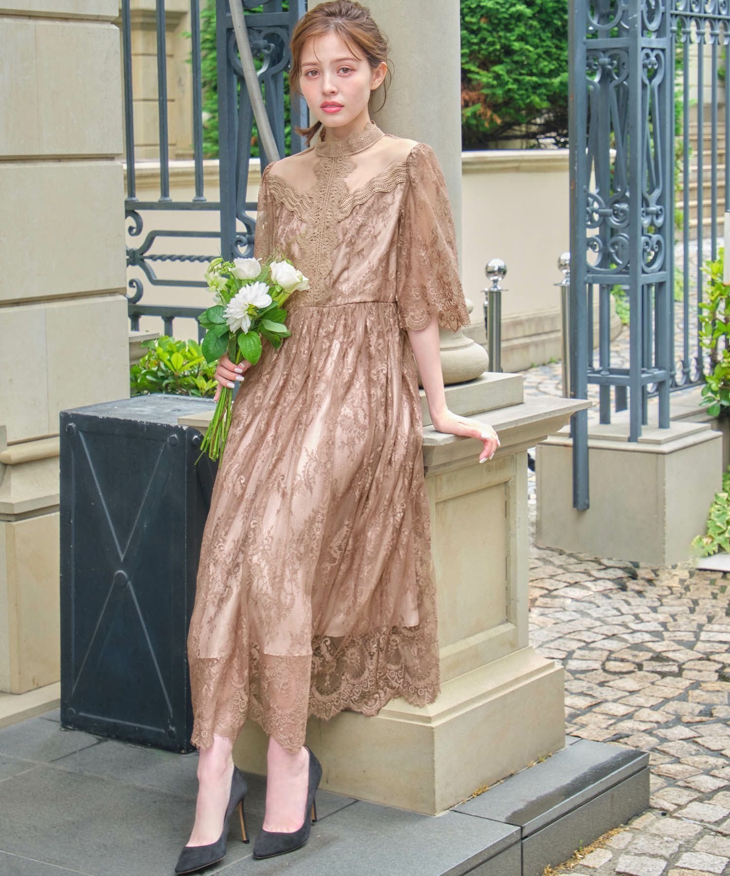 【ガール/GIRL】の総レースハイネックスカラップフレアロング丈 結婚式 ワンピース パーティードレス インテリア・キッズ・メンズ・レディースファッション・服の通販 founy(ファニー) 　ファッション　Fashion　レディースファッション　Fashion for Women　ワンピース　Dresses　フォーマル・パーティードレス・結婚式用ドレス　Elegant & Casual Dresses　クラシカル　Classical, Vintage-Inspired　スカラップ　Scallop, Scalloped Edge　ドレス　Dress, One-Piece　ヨーク　Yoke, Yoke Design　レース　Lace, Lace Fabric　再入荷　Restock / Back in Stock　結婚式　Wedding　二次会　After Party　MO|ID: prp329100004812813 ipo3291000000034939063