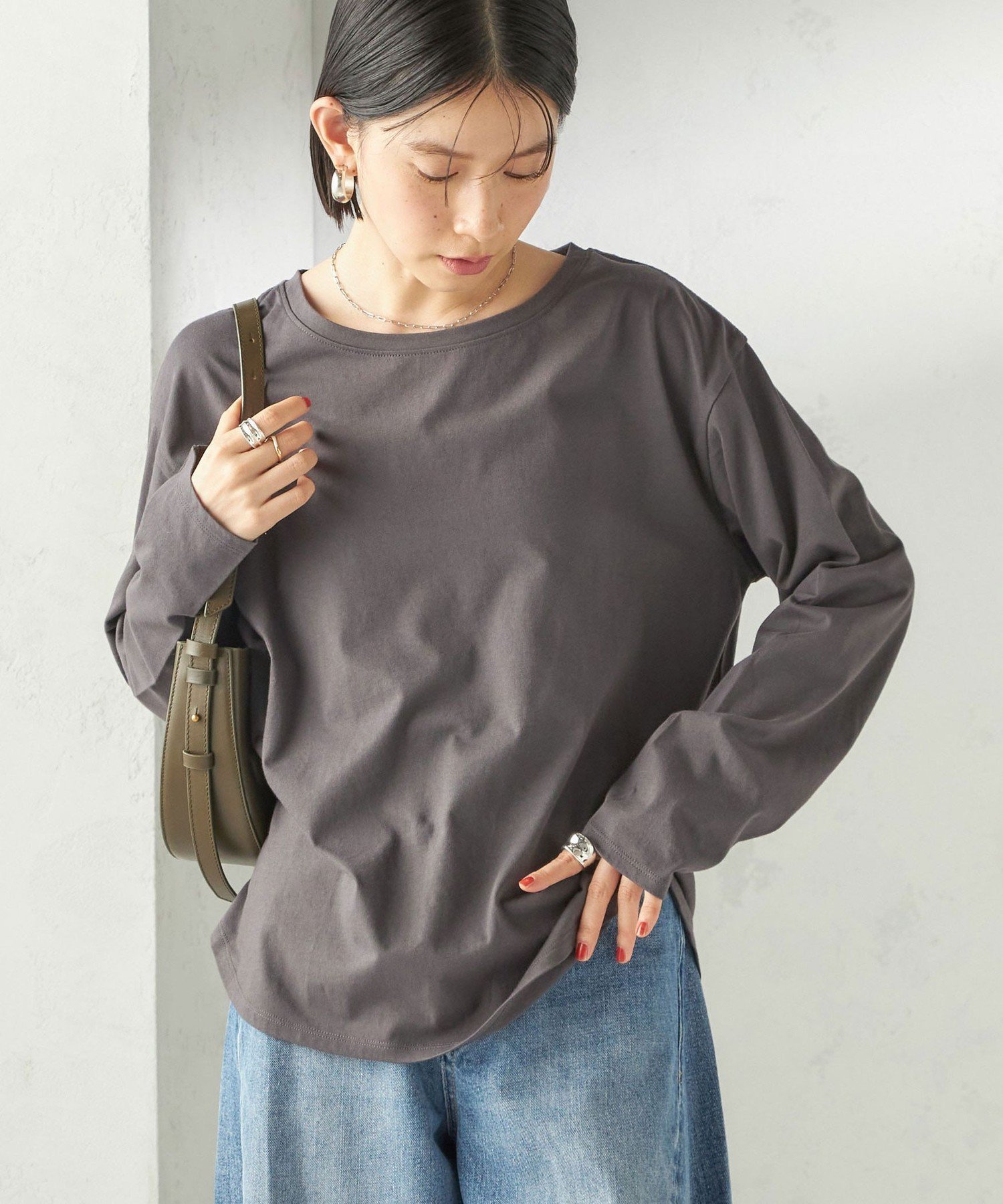 【シップス フォー ウィメン/SHIPS】の洗濯機可能 オーガニックコットン ロング スリーブ TEE インテリア・キッズ・メンズ・レディースファッション・服の通販 founy(ファニー) 　ファッション　Fashion　レディースファッション　Fashion for Women　インナー　Innerwear　コンパクト　Compact, Small Size　ジャケット　Jacket, Outerwear　スリーブ　Sleeve, Long Sleeve / Short Sleeve　定番　Standard, Basic Item　長袖　Long Sleeve, Full Sleeve　ボトム　Bottoms, Lower Wear　ポケット　Pocket, Pocket Detail　羽織　Haori, Light Jacket　ロング　Long, Long-Length　2026年　2026　ダークグレー|ID: prp329100004812961 ipo3291000000034943309