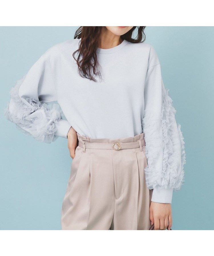 【インデックス/INDEX】のフリルスリーブトップス【洗濯機OK】 インテリア・キッズ・メンズ・レディースファッション・服の通販 founy(ファニー) 　ファッション　Fashion　レディースファッション　Fashion for Women　トップス・カットソー　Cut & Sew Tops　シンプル　Simple, Minimal　ストレッチ　Stretch, Stretchy Fabric　スマート　Smart, Elegant　スリーブ　Sleeve, Long Sleeve / Short Sleeve　ダブル　Double, Double-Breasted　フィット　Fit, Slim Fit　フリル　Frill, Ruffle　サックスブルー|ID: prp329100004812963 ipo3291000000034943344