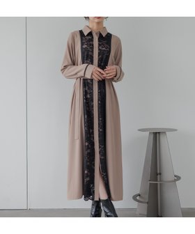 【アンデミュウ/Andemiu】の【選べる着丈】フロントレースキリカエワンピース 人気、トレンドファッション・服の通販 founy(ファニー) ファッション Fashion レディースファッション Fashion for Women ワンピース Dresses ジョーゼット Georgette, Semi-Sheer Fabric フェミニン Feminine, Girly フロント Front, Front Design レース Lace, Lace Fabric エレガント 上品 Elegant |ID:prp329100004812969