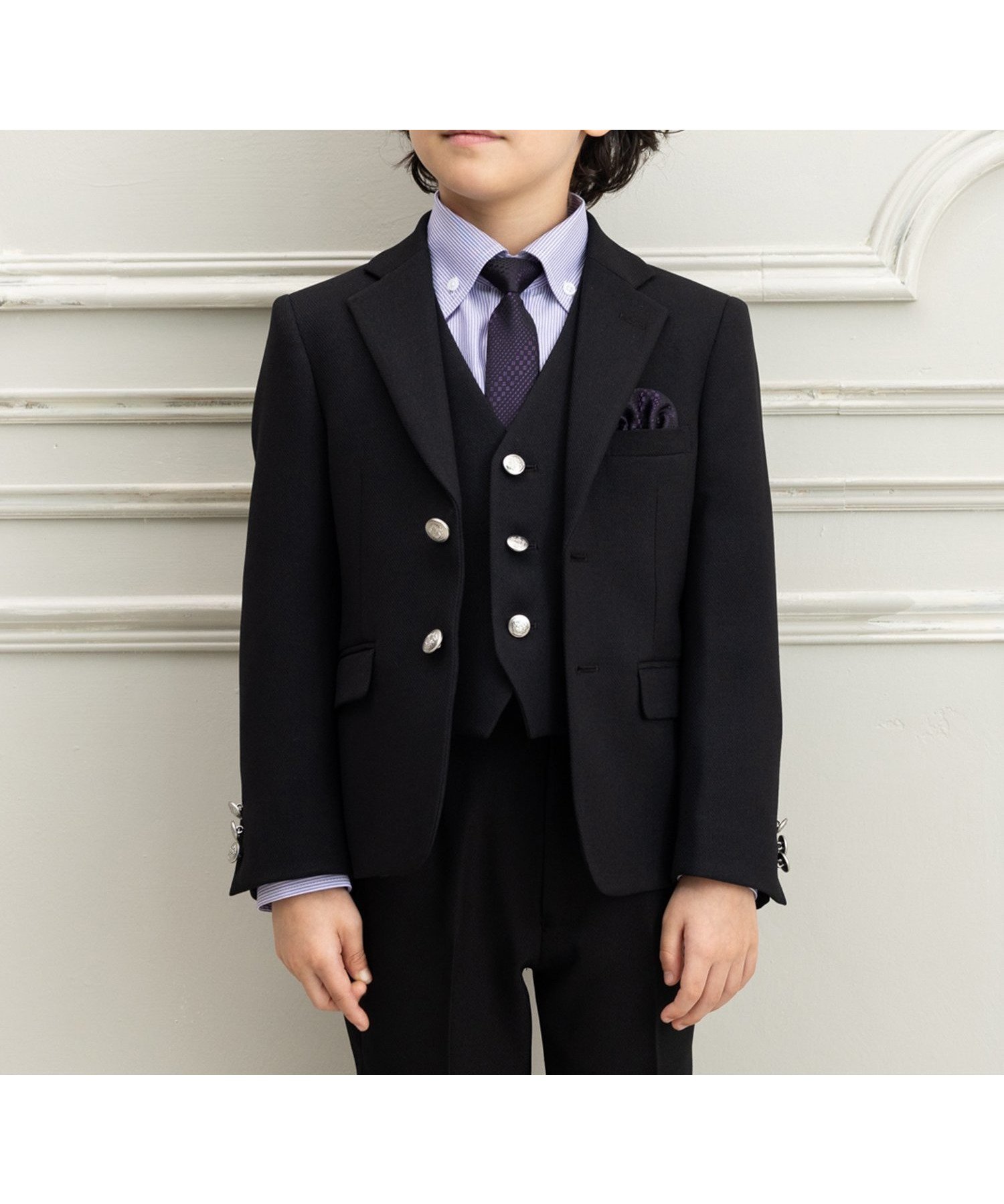 【ローブ/ROBE / KIDS】のフォーマルスーツ 入学式 卒園式 6点セットロングパンツ インテリア・キッズ・メンズ・レディースファッション・服の通販 founy(ファニー) 　ファッション　Fashion　キッズファッション　Fashion for Kids　ボトムス　Bottoms　シルバー　Silver, Metallic Silver　ジャケット　Jacket, Outerwear　ストライプ　Stripe, Striped Pattern　ストレッチ　Stretch, Stretchy Fabric　スーツ　Suit, Formalwear　セットアップ　Set-Up, Coordinated Outfit　ダウン　Down, Puffer　長袖　Long Sleeve, Full Sleeve　フォーマル　Formal, Dressy　フラワー　Flower, Floral　ベスト　Vest, Waistcoat　ポケット　Pocket, Pocket Detail　ループ　Loop, Loop Knit　ロング　Long, Long-Length　入学式　Entrance Ceremony　結婚式　Wedding　ブラック|ID: prp329100004812976 ipo3291000000034943557