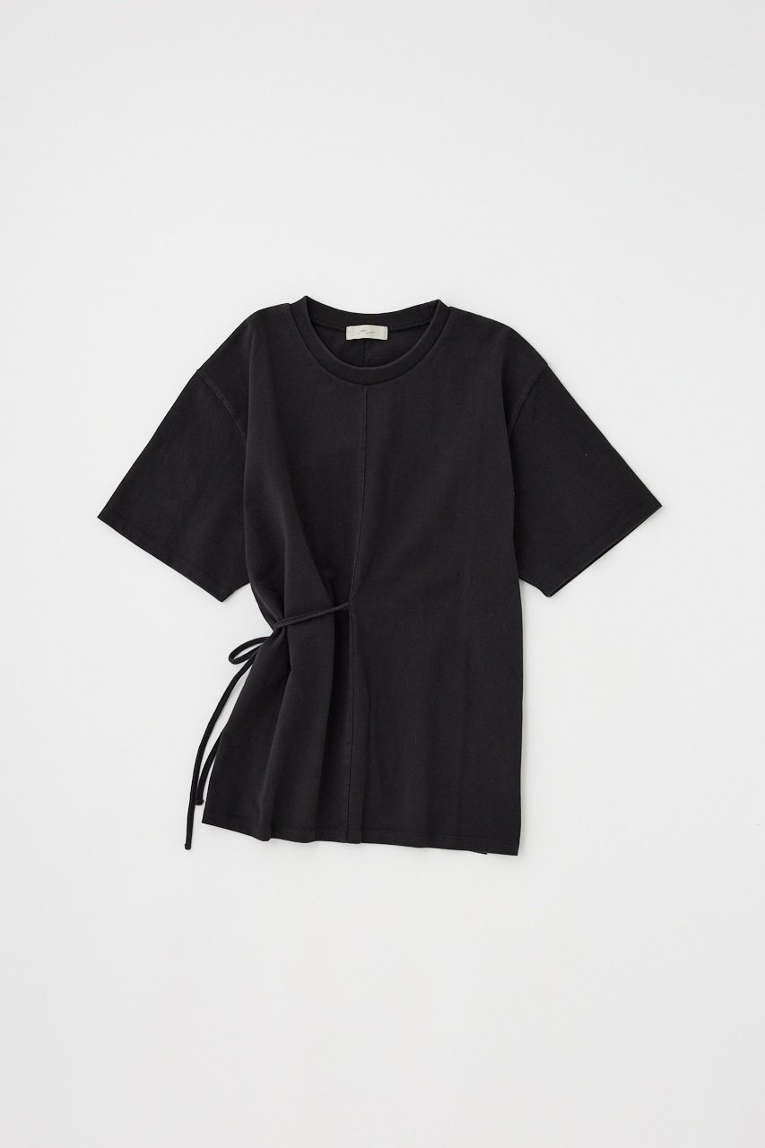 【マウジー/moussy】のウエストタイTシャツ オーガニックコットン使用 インテリア・キッズ・メンズ・レディースファッション・服の通販 founy(ファニー) 　ファッション　Fashion　レディースファッション　Fashion for Women　トップス・カットソー　Cut & Sew Tops　シャツ・ブラウス・オフィスカジュアル　Elegant Blouses & Button-Ups　ロングTシャツ・Tシャツ　Longline T-Shirts & Tees　おすすめ　Recommended / Our Picks　カットソー　Cut and Sewn Top　シンプル　Simple, Minimal　ペプラム　Peplum, Flared Hem　リボン　Ribbon, Bow　人気　Popular, Best Seller　再入荷　Restock / Back in Stock　BLK|ID: prp329100004812979 ipo3291000000034943611