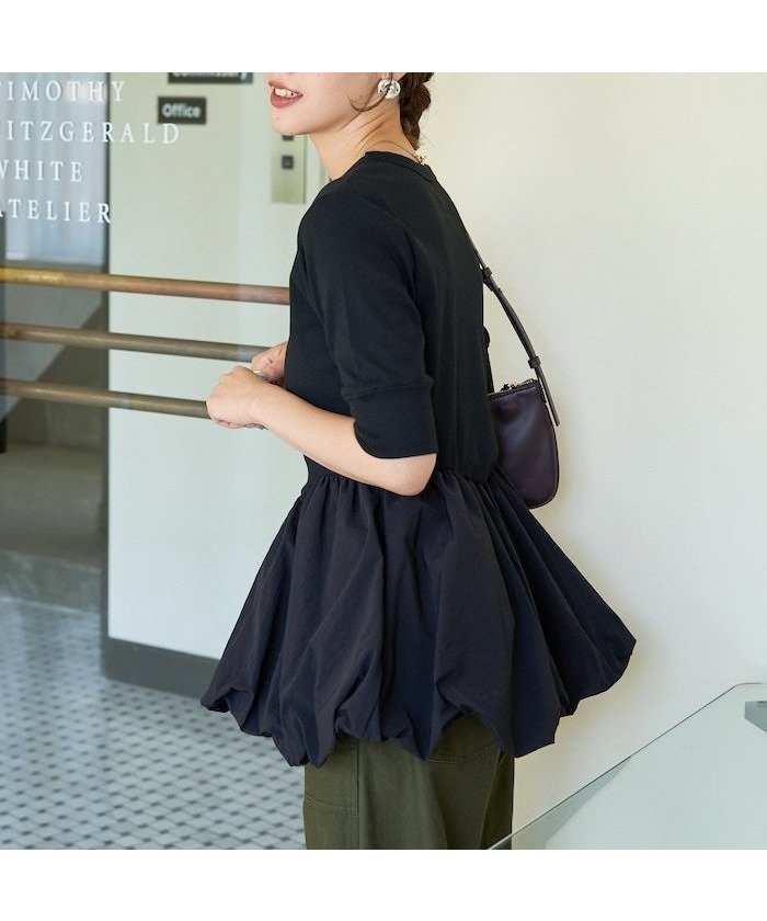 【フリークスストア/FREAK'S STORE】の異素材 ドッキング バルーン 半袖 プルオーバー【限定展開】 インテリア・キッズ・メンズ・レディースファッション・服の通販 founy(ファニー) 　ファッション　Fashion　レディースファッション　Fashion for Women　トップス・カットソー　Cut & Sew Tops　カジュアルプルオーバー・ニットトップス　Pullovers & Knit Tops / Casual Pullovers　シューズ　Shoes, Footwear　デニム　Denim, Jeans Material　ドッキング　Docking, Mixed Material　バルーン　Balloon, Balloon Silhouette　フィット　Fit, Slim Fit　フラット　Flat, Flat Shoes　フレア　Flare, Flared　ボトム　Bottoms, Lower Wear　半袖　Short Sleeve, Half Sleeve　ルーズ　Loose, Oversized　ワイド　Wide, Wide Fit　S/S・春夏　SS, Spring/Summer, Warm Season　おすすめ　Recommended / Our Picks　夏　Summer　2025年　2025　2025春夏・S/S　Spring/Summer 2025 SS25　ブラック|ID: prp329100004812981 ipo3291000000034943622