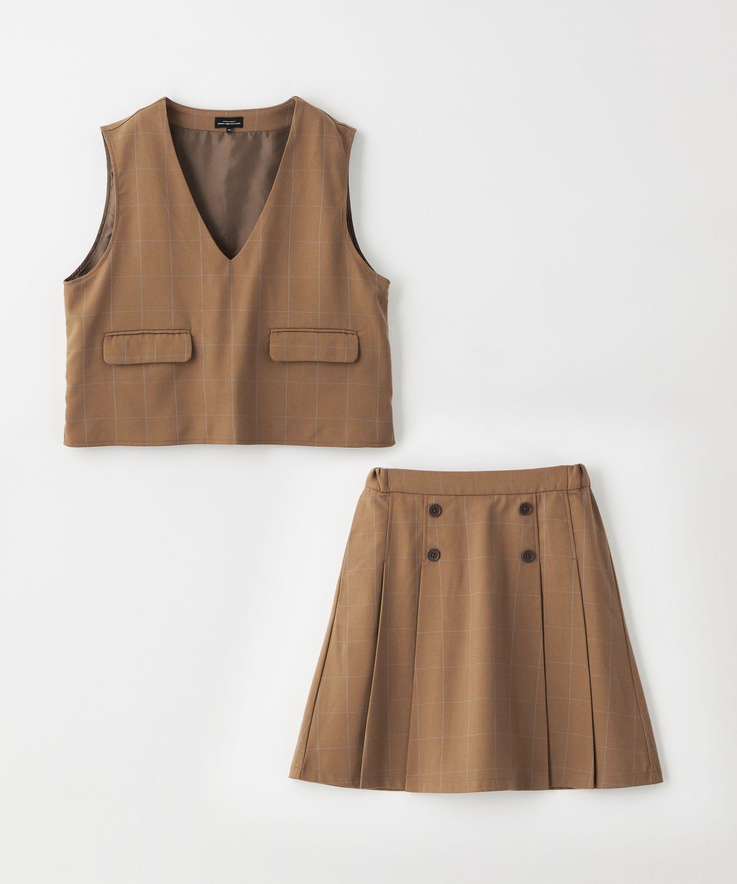 【ユナイテッドアローズ/UNITED ARROWS / KIDS】のチェック ベスト + タックスカート セット / キッズ 140cm-160cm インテリア・キッズ・メンズ・レディースファッション・服の通販 founy(ファニー) 　ファッション　Fashion　キッズファッション　Fashion for Kids　インナー　Innerwear　オケージョン　Occasion Wear　春　Spring　キュロット　Culottes, Wide Shorts　シンプル　Simple, Minimal　セットアップ　Set-Up, Coordinated Outfit　チェック　Check, Plaid, Tartan　フォーマル　Formal, Dressy　ベスト　Vest, Waistcoat　ポケット　Pocket, Pocket Detail　アウトレット　Outlet / Clearance　おすすめ　Recommended / Our Picks　セレモニー　Ceremony　入学式　Entrance Ceremony　卒業式　Graduation Ceremony　結婚式　Wedding　2025年　2025　2025春夏・S/S　Spring/Summer 2025 SS25　その他1|ID: prp329100004812984 ipo3291000000034943660