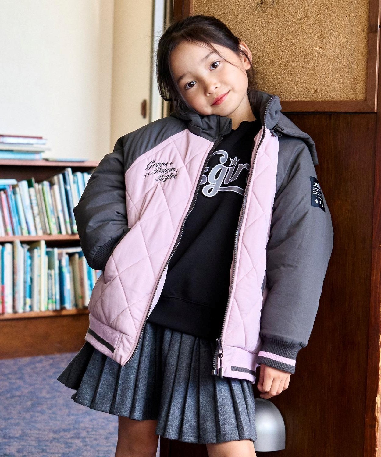 【ナルミヤ オンライン/NARUMIYA ONELINE / KIDS】のバックロゴキルティングブルゾン インテリア・キッズ・メンズ・レディースファッション・服の通販 founy(ファニー) 　ファッション　Fashion　キッズファッション　Fashion for Kids　キルティング　Quilted, Quilting　ブルゾン　Blouson, Bomber Jacket　ポケット　Pocket, Pocket Detail　ピンク|ID: prp329100004812988 ipo3291000000034943711