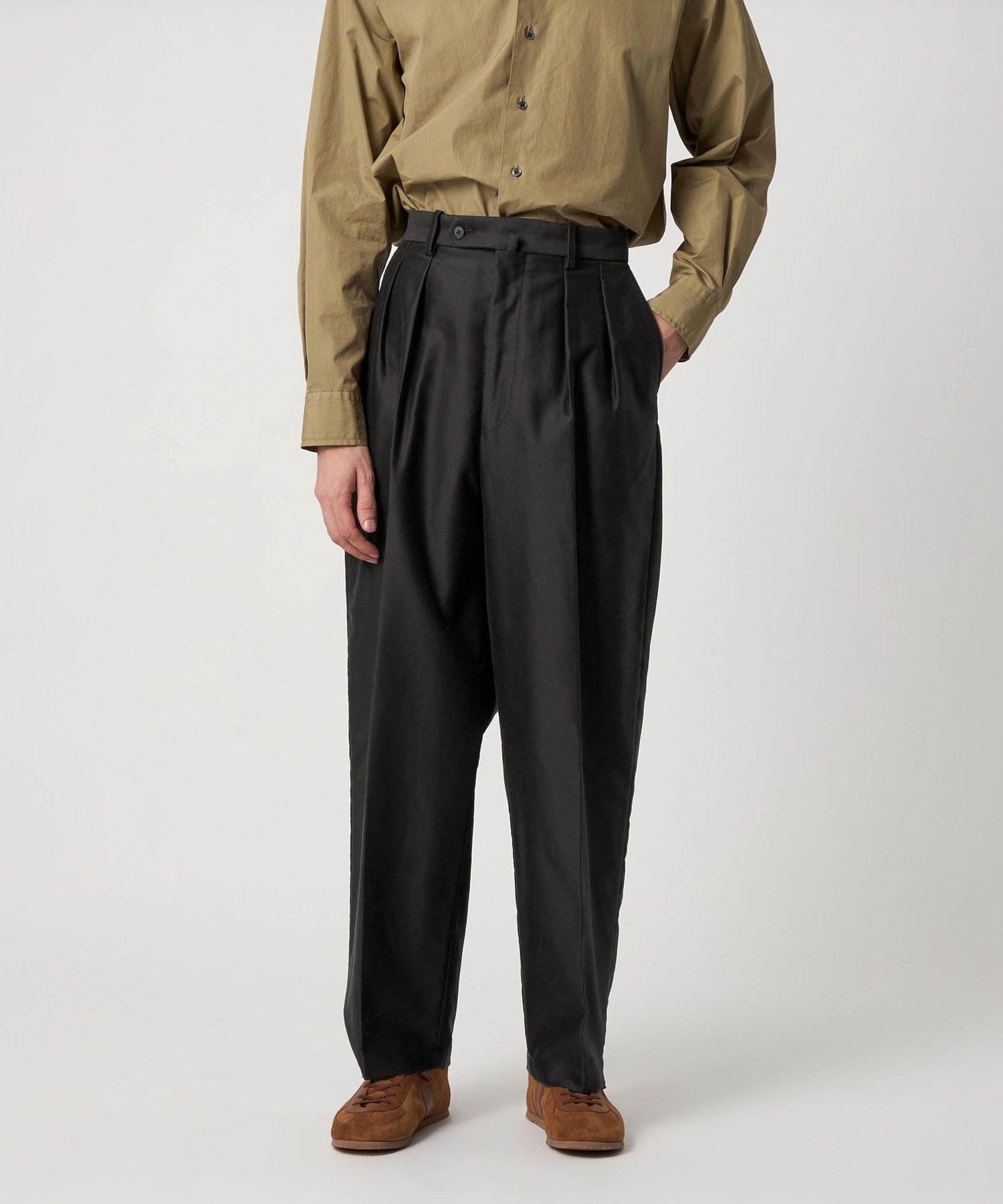 【ビューティ&ユース ユナイテッドアローズ/BEAUTY&YOUTH / UNITED ARROWS / MEN】のSteven Alan カベ モールスキン インツープリーツ ドレス トラウザーズ インテリア・キッズ・メンズ・レディースファッション・服の通販 founy(ファニー) ファッション Fashion メンズファッション Fashion for Men スラックス Slacks, Dress Pants テーパード Tapered, Tapered Pants ドレス Dress, One-Piece フォルム Silhouette, Form フラット Flat, Flat Shoes ワイド Wide, Wide Fit BLACK|ID: prp329100004813034 ipo3291000000034944282